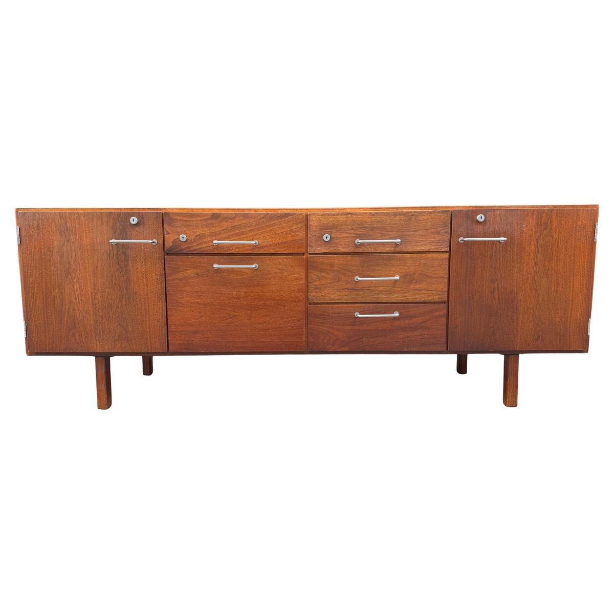 1960's Midcentury Jens Risom Walnut Cabinet Credenza