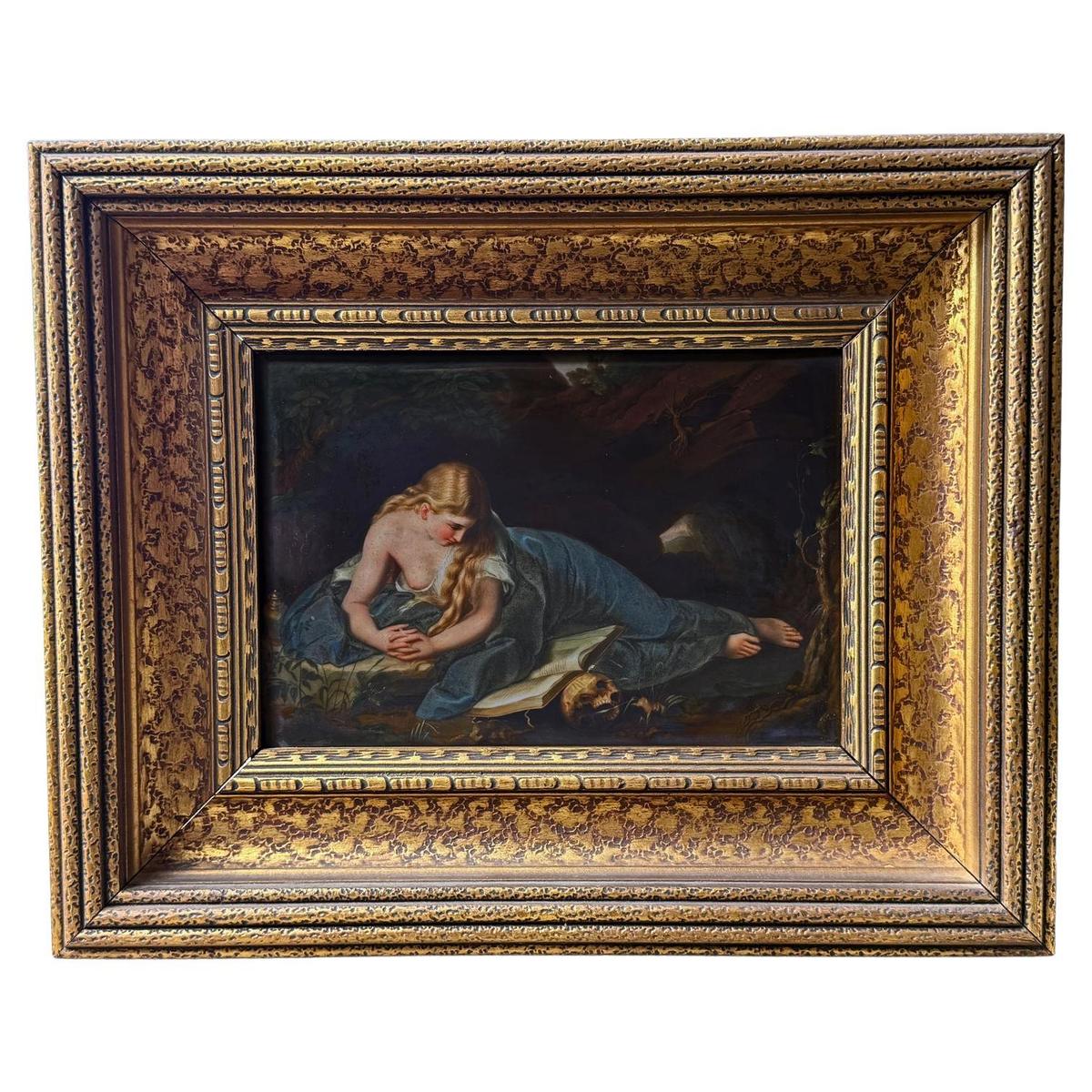 19th Century German Porcelain Plaque in Original Gilt Frame KPM