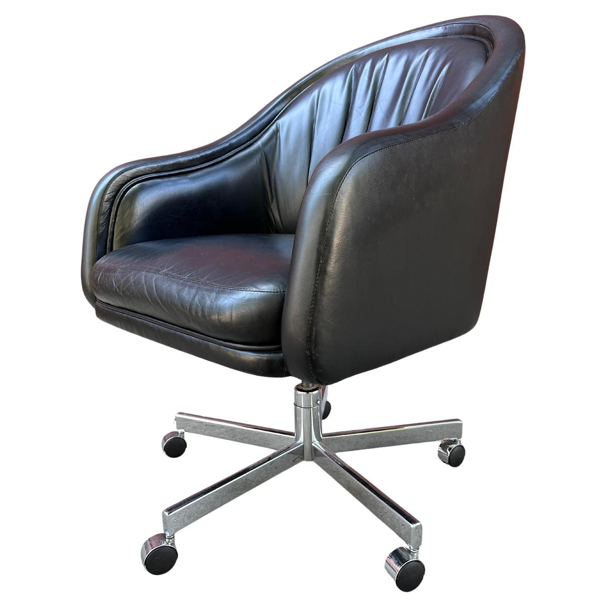 Leather Office Chair by Ward Bennett for Bricket Associates