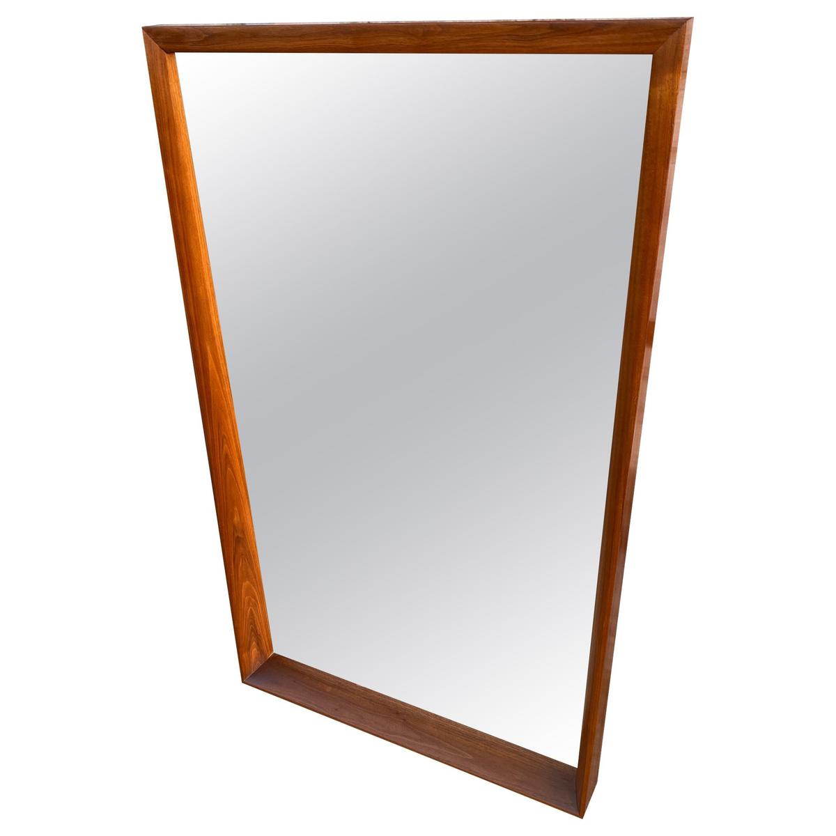 Midcentury Rectangle Walnut Frame Mirror