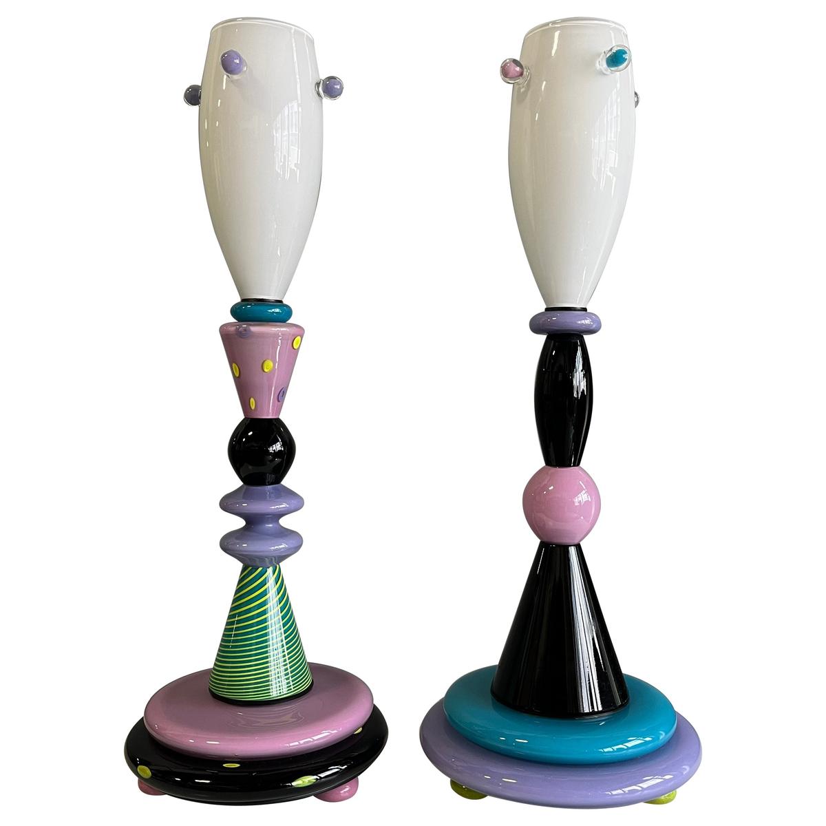 Spectacular Blown Glass Table Lamps Memphis Style