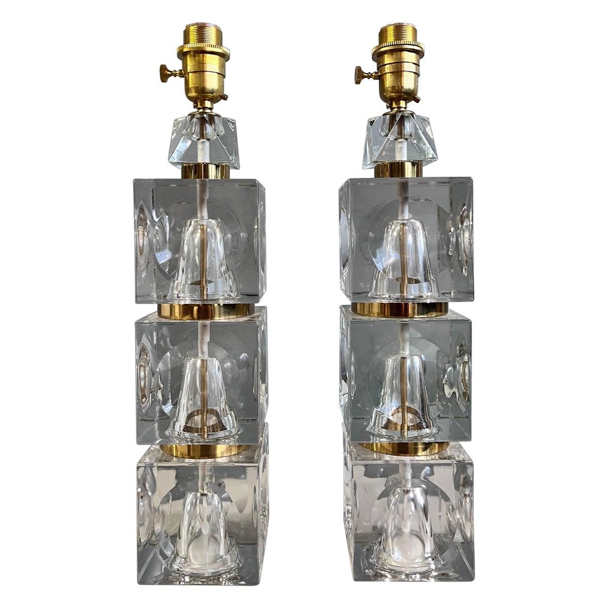 Carl Fagerlund Stacked Crystal Table Lamp for Orrefors